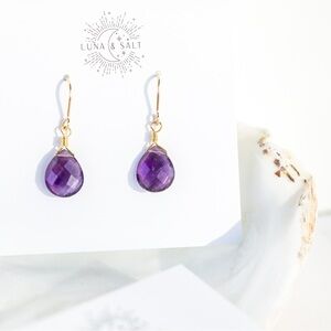 Gorgeous Amethyst Huggie Earring Waterproof Gold Huggies Genuine Amethyst PRETTY
